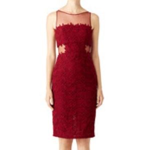 ML Monique Lhuillier Red Romantic Illusion Dress
